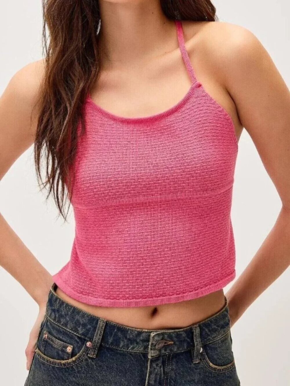 NWT Lace-up back knit cami 100% cotton - Picture 3 of 3